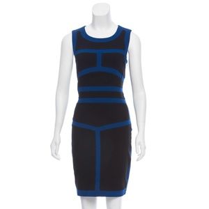DVF Galya Blue Black Color-block Sleeveless Dress